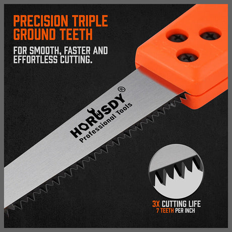 Durable plaster saw with ergonomic handle, ideal for cutting drywall, plasterboard, and plastic. High-quality steel blade ensures clean, precise cuts.