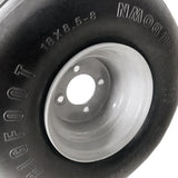 Heavy-duty 18-inch 8.5-8 tubeless knobby tyre and rim for ATVs, quads, buggies, mowers, carts, and wagons, with a 500kg load capacity