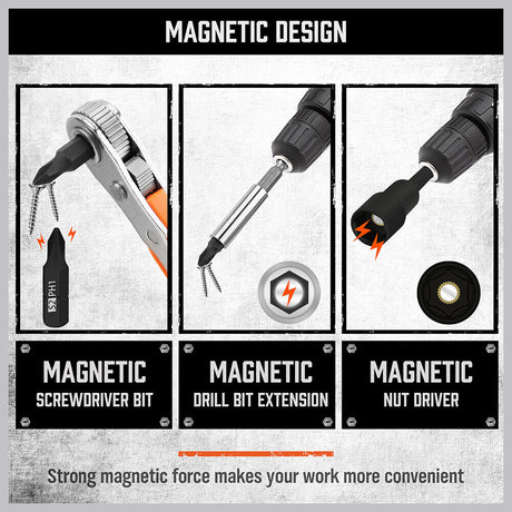 HORUSDY 47-Piece Magnetic Nut Driver Set - Versatile Drill Bits and Extensions with Durable Chromium Vanadium Steel Construction