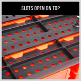 60-Piece Wall Mounted Tool Storage Bins Kit - Includes Red, Blue, Orange Bins and Peg Boards for Garage and Shed Organization