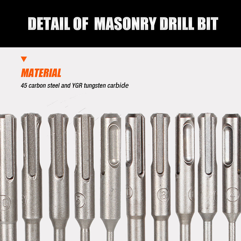 HSS Masonry Drill Bits Hammer Drilling Concrete Head Twist SDS Plus Shank 5-10mm