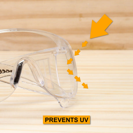 INGCO Safety Glasses for Work Protection - Dust Proof, Clear, UV Protection, Meets ANSI Z87.1 and CE EN166 Standards