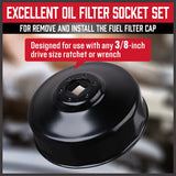 HORUSDY 30-Piece Oil Filter Socket Set, including Adaptors and Jaw Wrench, in Durable Storage Case for Efficient Auto Maintenance