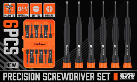 6Pc Precision Screwdriver Kit for Electronic Repairs - Includes Phillips & Slotted Drivers with Magnetic Tips and Storage Case