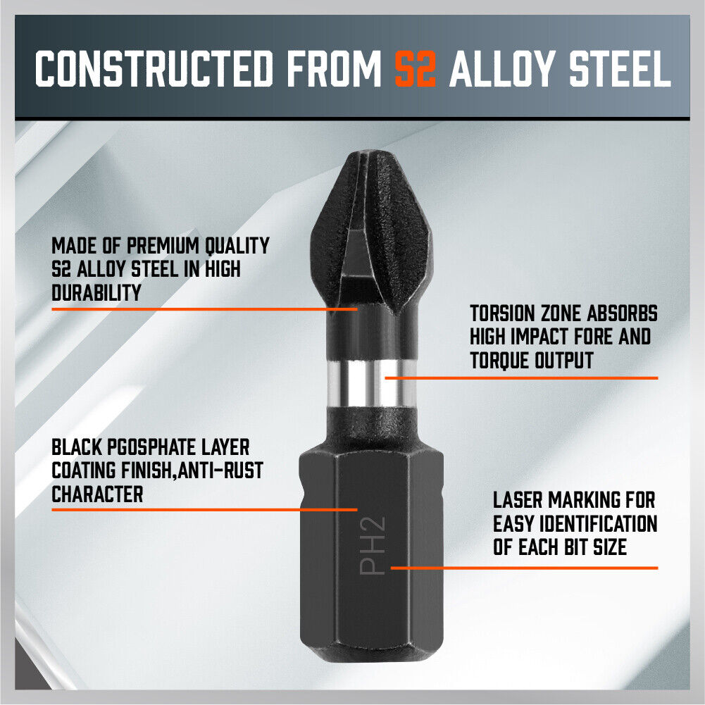HORUSDY 20-Piece Torx Bit Star Screwdriver Set, Impact-Resistant Hex Shank Design with Durable S2 Alloy Steel Bits, Including Tamper-Resistant Star, Phillips, and Slotted Bits