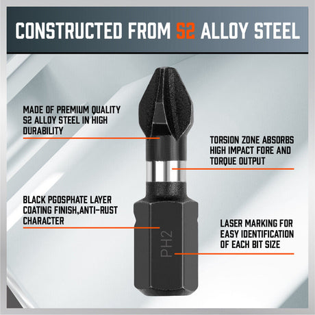HORUSDY 20-Piece Torx Bit Star Screwdriver Set, Impact-Resistant Hex Shank Design with Durable S2 Alloy Steel Bits, Including Tamper-Resistant Star, Phillips, and Slotted Bits