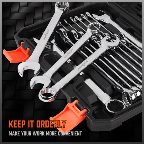 Durable 32-Piece Chrome Vanadium Steel Wrench Set with Mirror Polish Finish