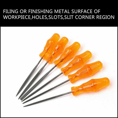 6Pc Mini Needle File Set in Alloy Steel - Ideal for Woodworking, Carving, and Craft Projects with Ergonomic Grips