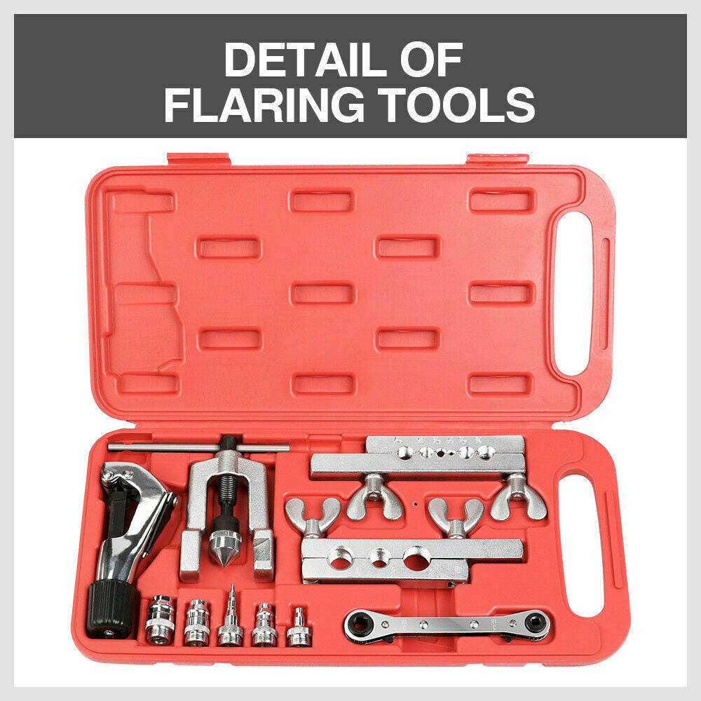 10-Piece Precision Flaring Tool Kit with Swage Dies and Tube Cutter for Automotive Air Conditioning and Brake Lines