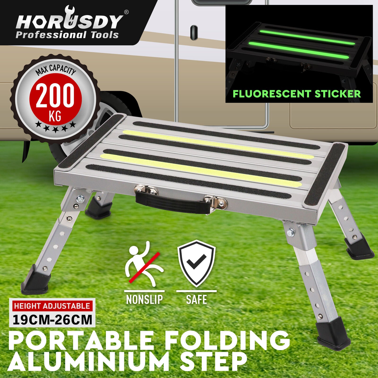 Illuminated Folding Stool with Adjustable Height