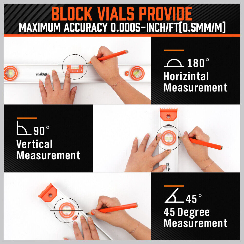 HORUSDY 60CM Torpedo Spirit Level 3 in 1 Magnetic Ruler