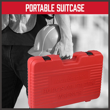 HORUSDY 30-Piece Oil Filter Socket Set, including Adaptors and Jaw Wrench, in Durable Storage Case for Efficient Auto Maintenance