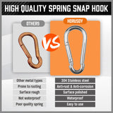 HORUSDY 6Pc Snap Hook Carabiner Shade Clip Camping Climbing Lock Stainless Steel