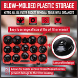 HORUSDY 30-Piece Oil Filter Socket Set, including Adaptors and Jaw Wrench, in Durable Storage Case for Efficient Auto Maintenance
