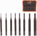 HORUSDY 8-Piece Long Pin Punch Set with Anti-Slip Sleeves in Sizes 1/16" - 5/16", SAE, Including Sturdy Nylon Pouch for Storage and Organization