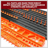 Complete 52-Piece Wall Mounted Tool Storage Rack Kit - Includes Boards, Shelves, Spanner Holders, and Hooks for Organizing Tools