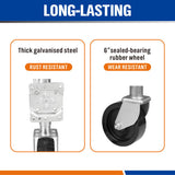 Durable 6-Inch Trailer Jockey Wheel with Swivel and Swing Up Function - 1200LBS Capacity for Caravan and Boat Trailers