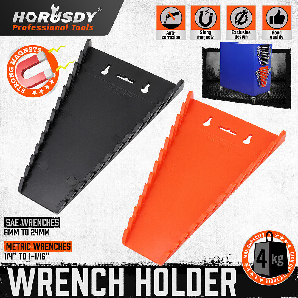 Durable HORUSDY Magnetic Wrench Organizers, 2-Pack, Capable of Holding 24 Wrenches, with Strong Rare-Earth Magnets