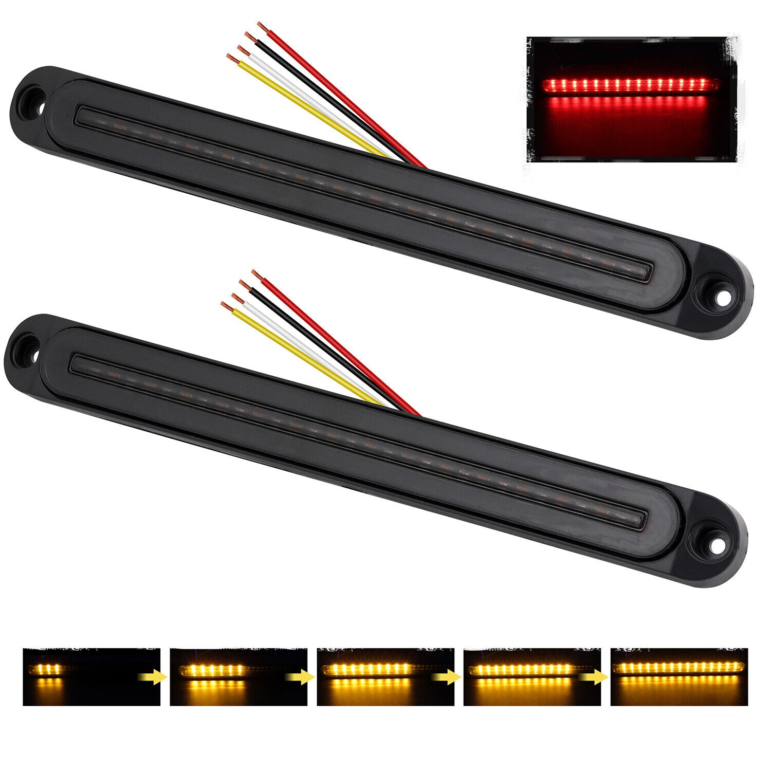 LED tail lights with sequential turn signal for trucks and trailers