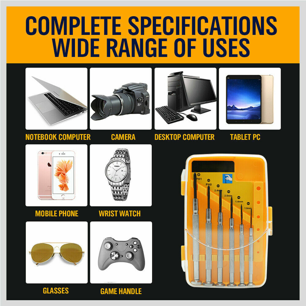 6Pc Precision Mini Screwdriver Kit - Phillips & Flathead for Phone, Watch, and Jewellery Repair, Comes with Storage Case