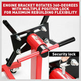 Industrial 1000lb Engine Stand with Adjustable Mounting Head and Durable Square Tube Frame