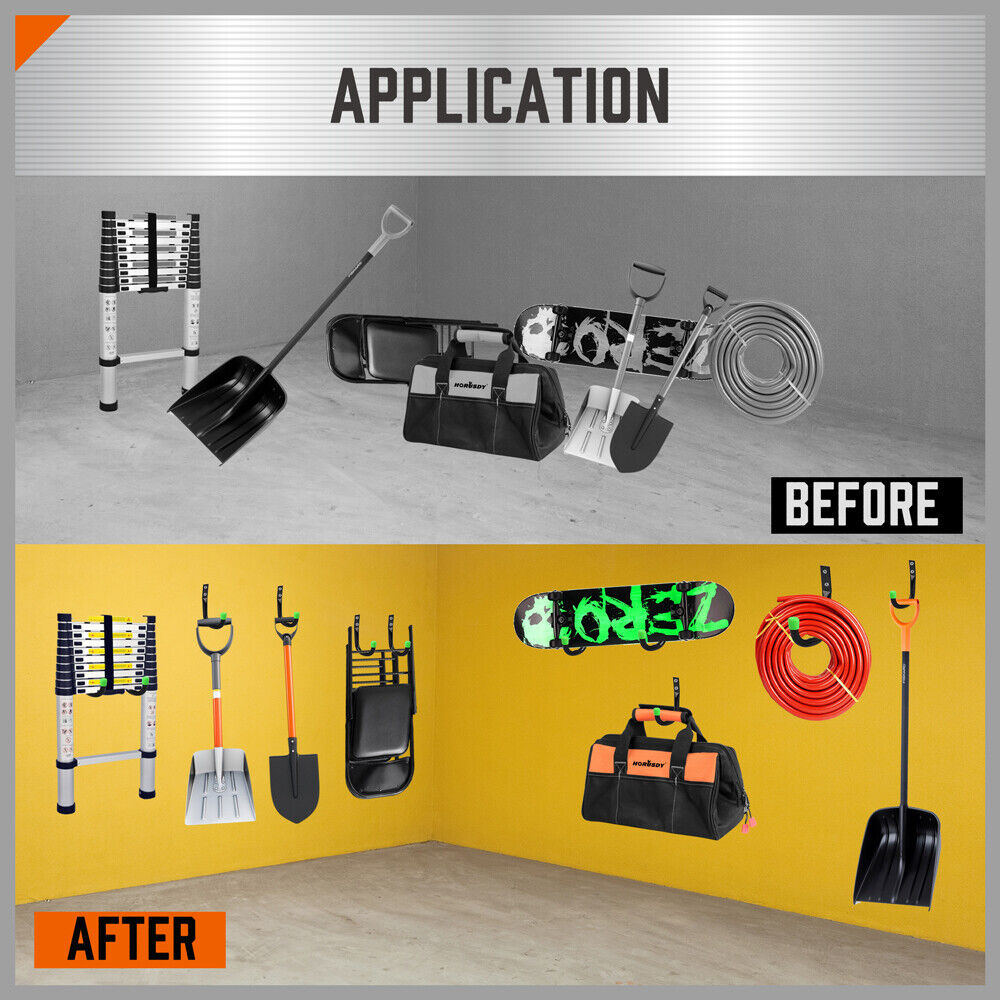 HORUSDY 6Pc Wall Mount Garage Hooks Set