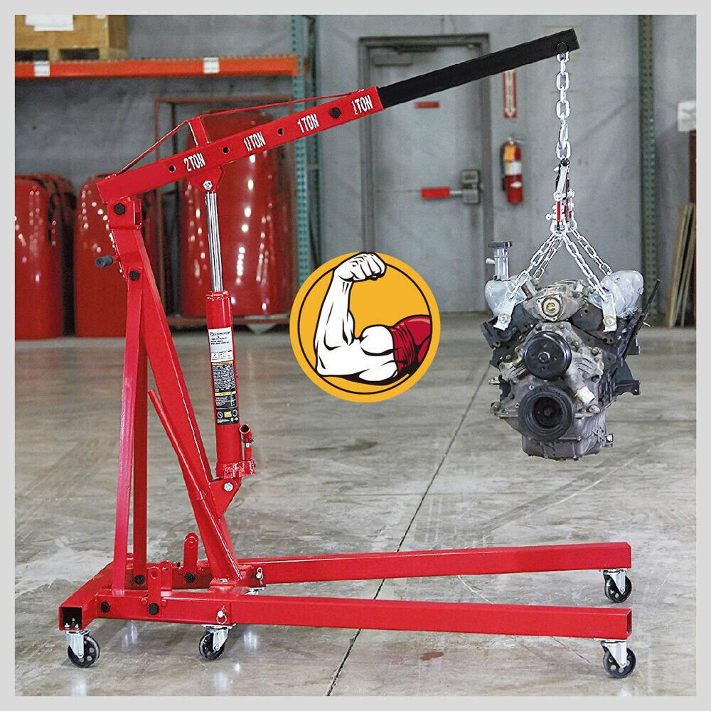 2-Ton Hydraulic Engine Crane: Foldable, durable, and versatile lifting tool for automotive and repair shops