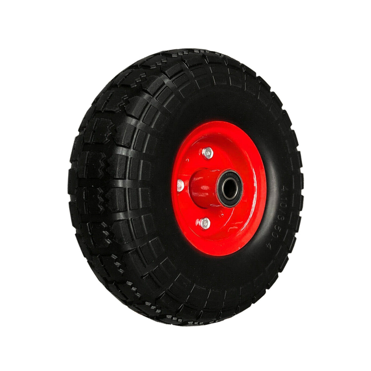 10-inch Solid Wheelbarrow Wheel with Red Double Hub for Heavy Loads