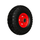10-inch Solid Wheelbarrow Wheel with Red Double Hub for Heavy Loads