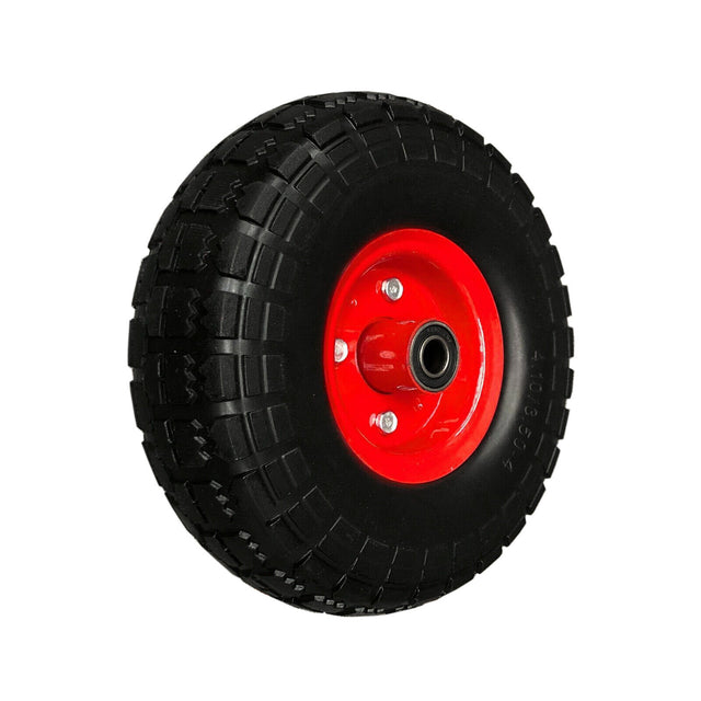 10-inch Solid Wheelbarrow Wheel with Red Double Hub for Heavy Loads