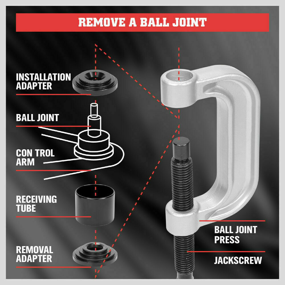 Comprehensive 21-Piece Ball Joint Service Kit with C-Frame Press and Adapters