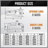 HORUSDY 6Pc Snap Hook Carabiner Shade Clip Camping Climbing Lock Stainless Steel