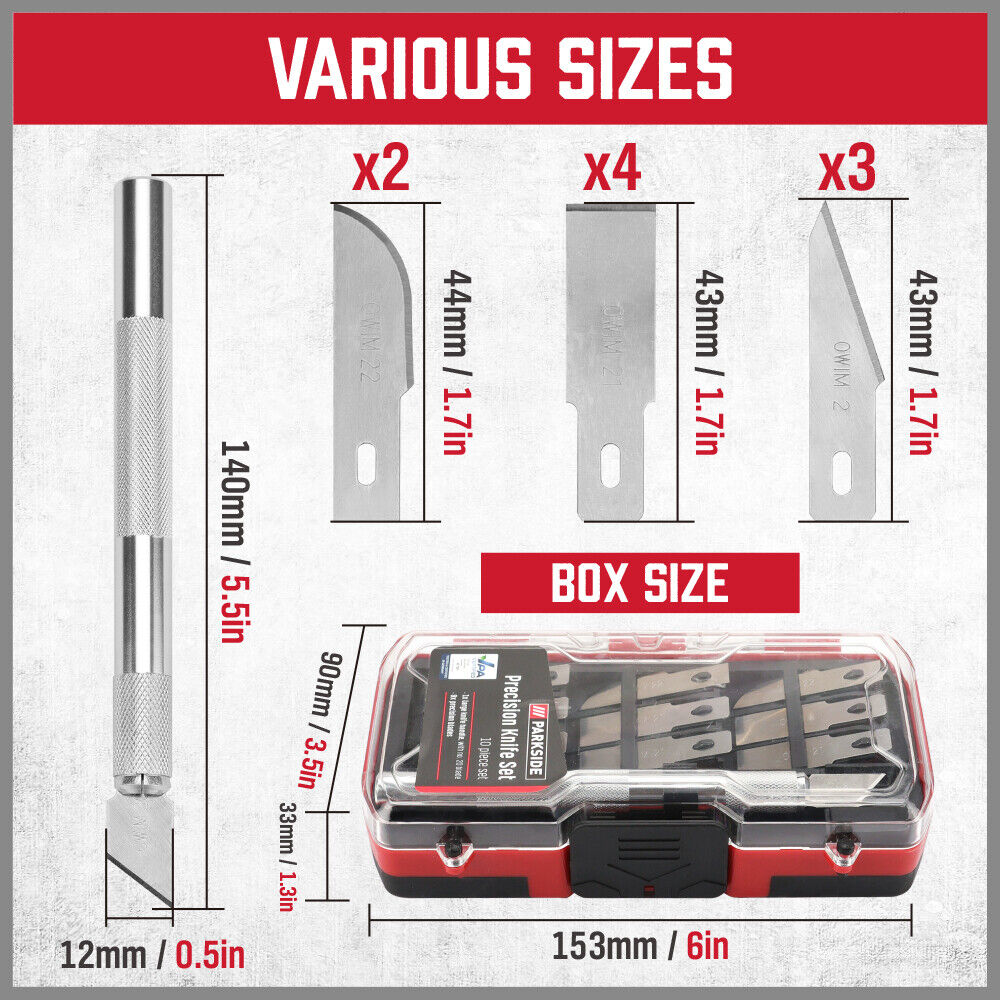 HORUSDY 10-Piece Precision Craft Knife Set with Multiple Blades for Carving, Engraving in Wood, Cardboard, and Metal, Featuring Ergonomic Handles and Magnetic Storage Box