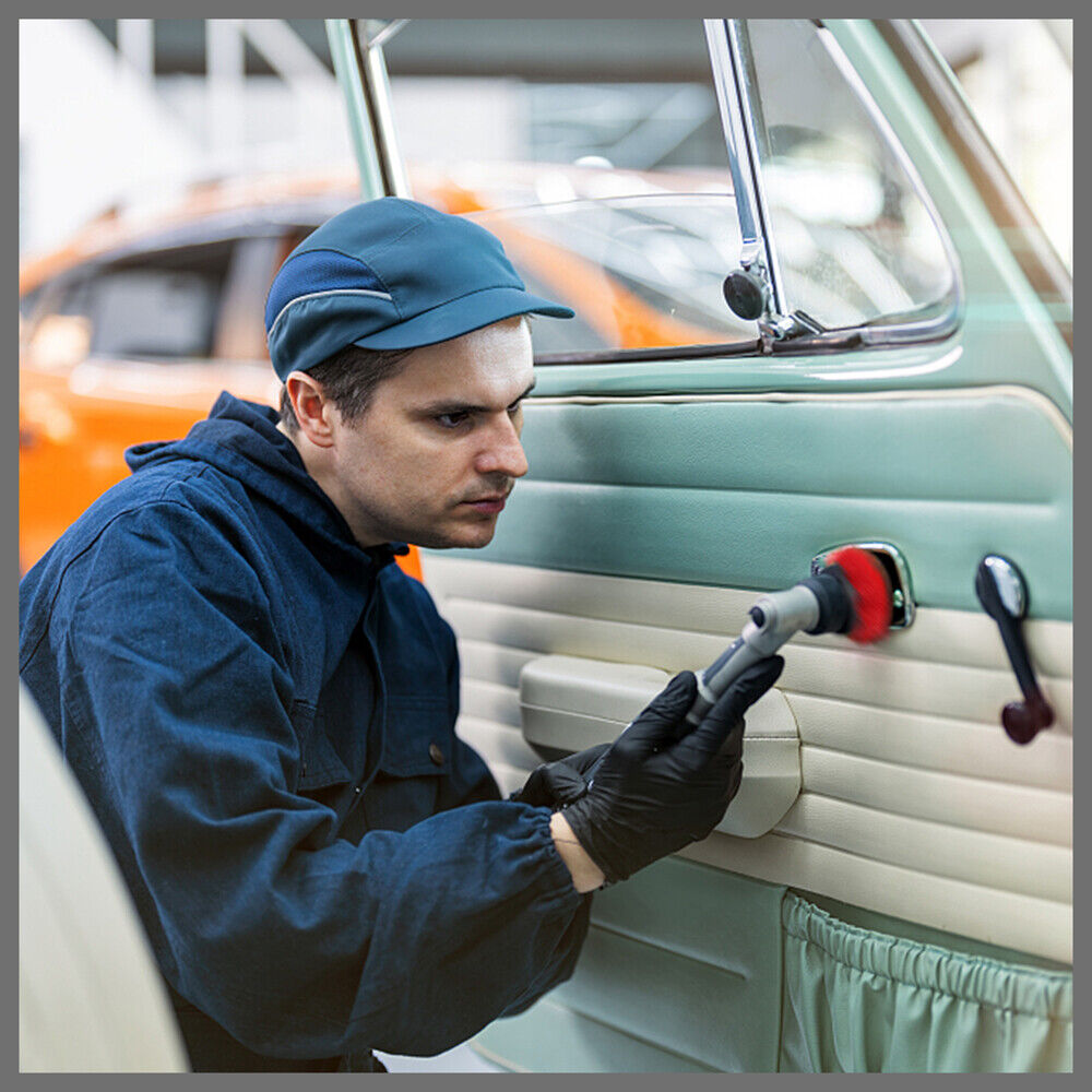 Set of 3 drill brush attachments for car cleaning, featuring different sizes for efficient cleaning of car interiors and wheel hubs.