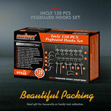 Comprehensive 120-Piece Pegboard Hooks Set with Various Sizes for Organizing Tools on Garage and Workshop Walls