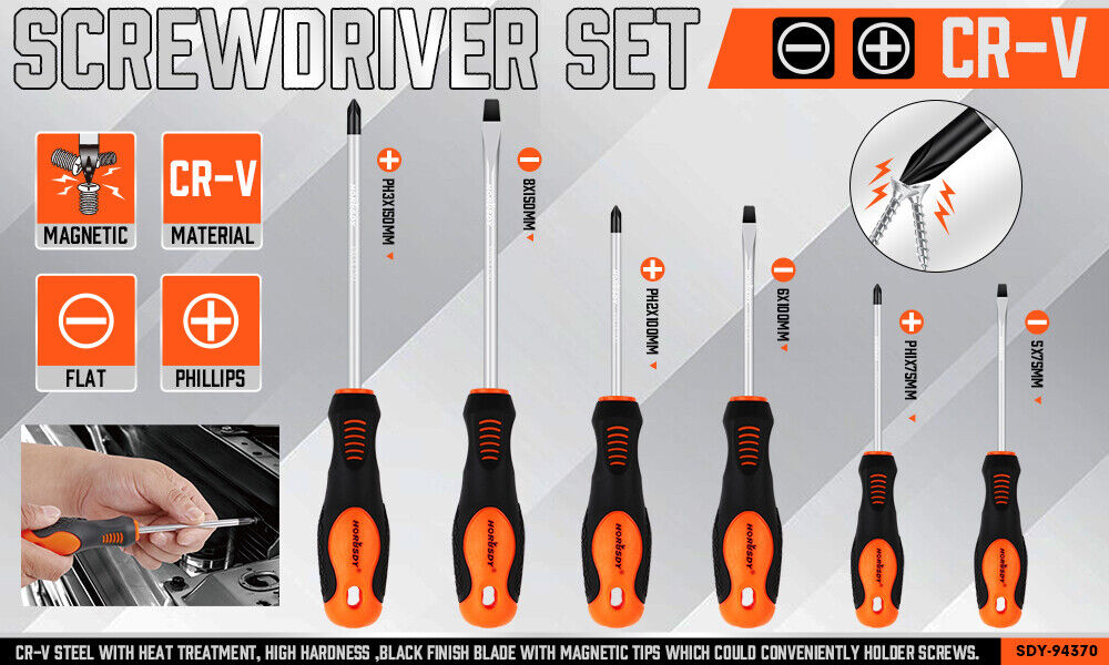 HORUSDY 6Pc Magnetic Screwdriver Set