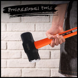 HORUSDY 14LB Steel Hammer, Double Octagonal Head, Impact-Resistant with Gripped Fiber Glass Rubber Handle for Stability