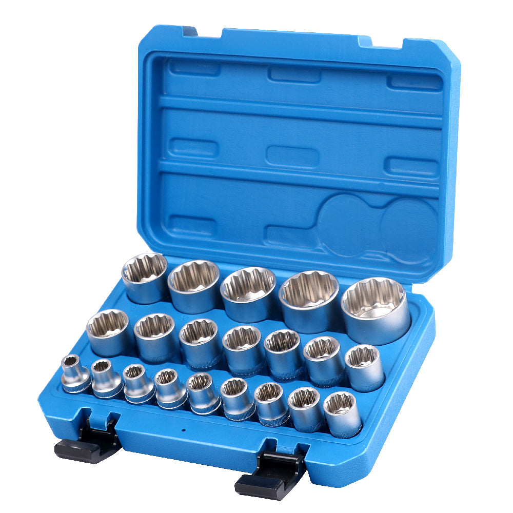 Complete 21Pc 12-Point Socket Set in Blue Storage Case