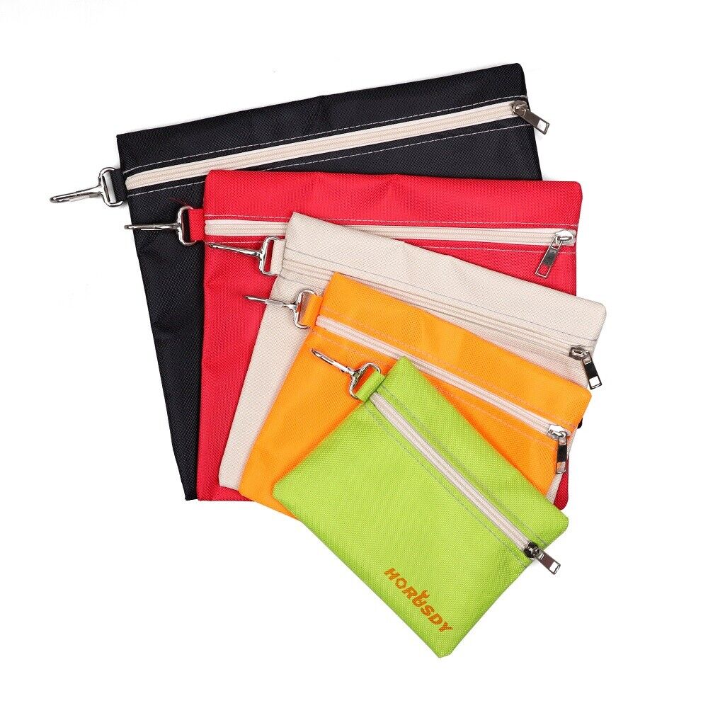 Set of 5 Color-Coded Multipurpose Storage Pouches - Zippered, Polyester, for Office, Tools, and Travel Organization