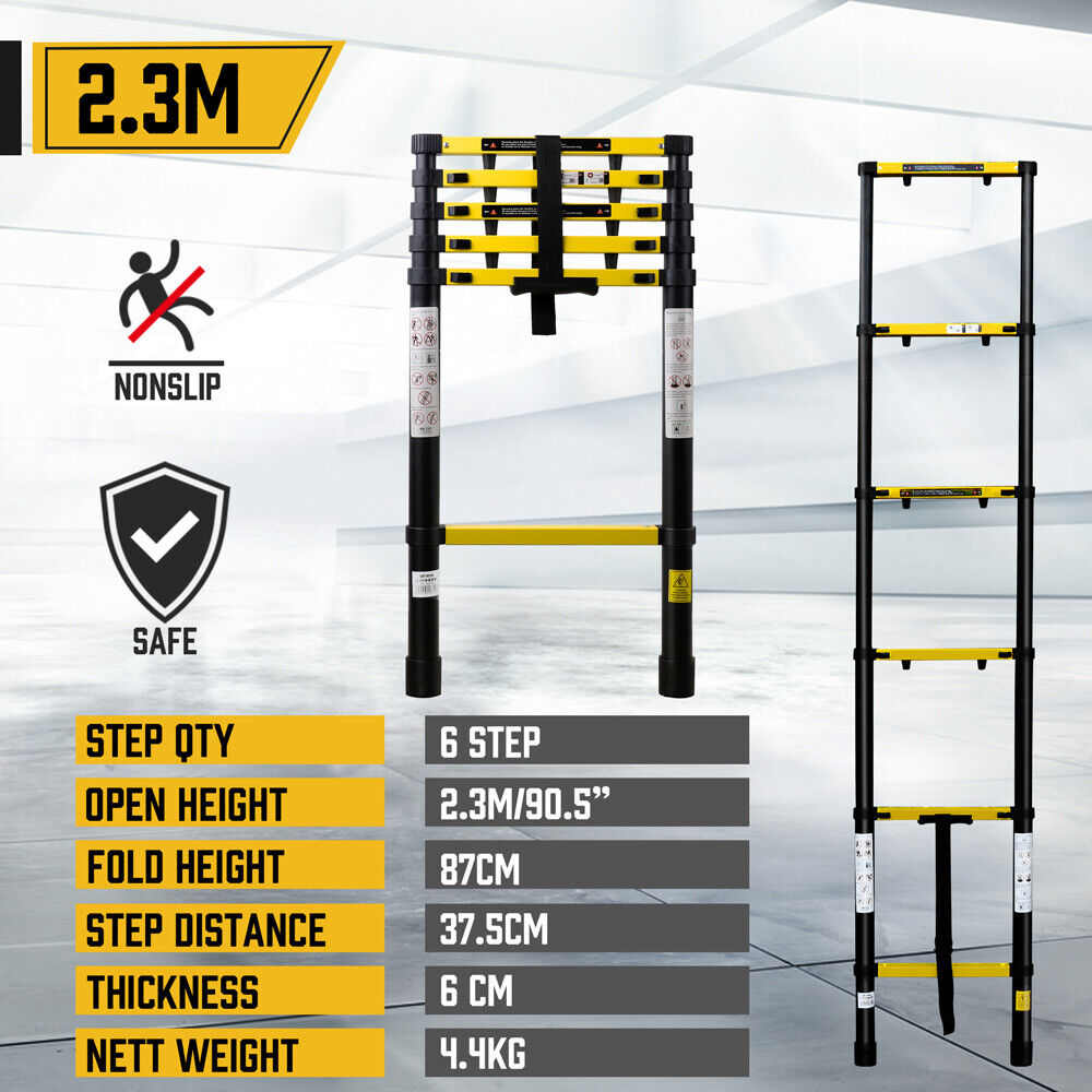 Telescopic Folding Ladder - Aluminum Alloy Extension Step (2.3/2.7/3.5/3.9/4.2/5M) - Durable and Safe for Various Applications