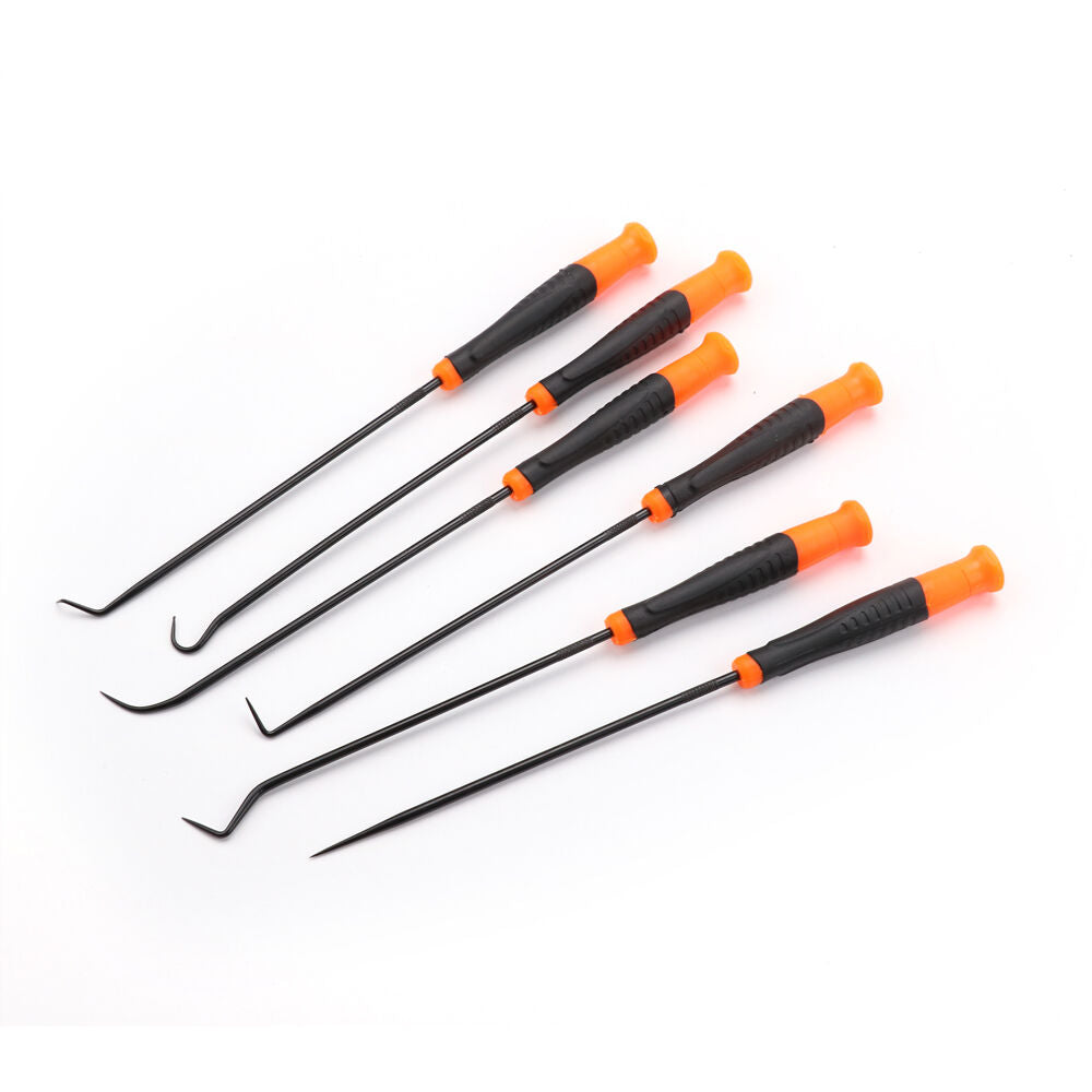 6Pc Extra Long Pick and Hook Set with Carbon Steel Construction and Durable Handles