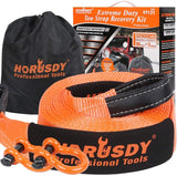 Heavy Duty 9.1M Recovery Tow Straps Snatch Kit - 32,000 LBS Break Strength - D-Ring Shackles Included - Reliable Recovery Solution