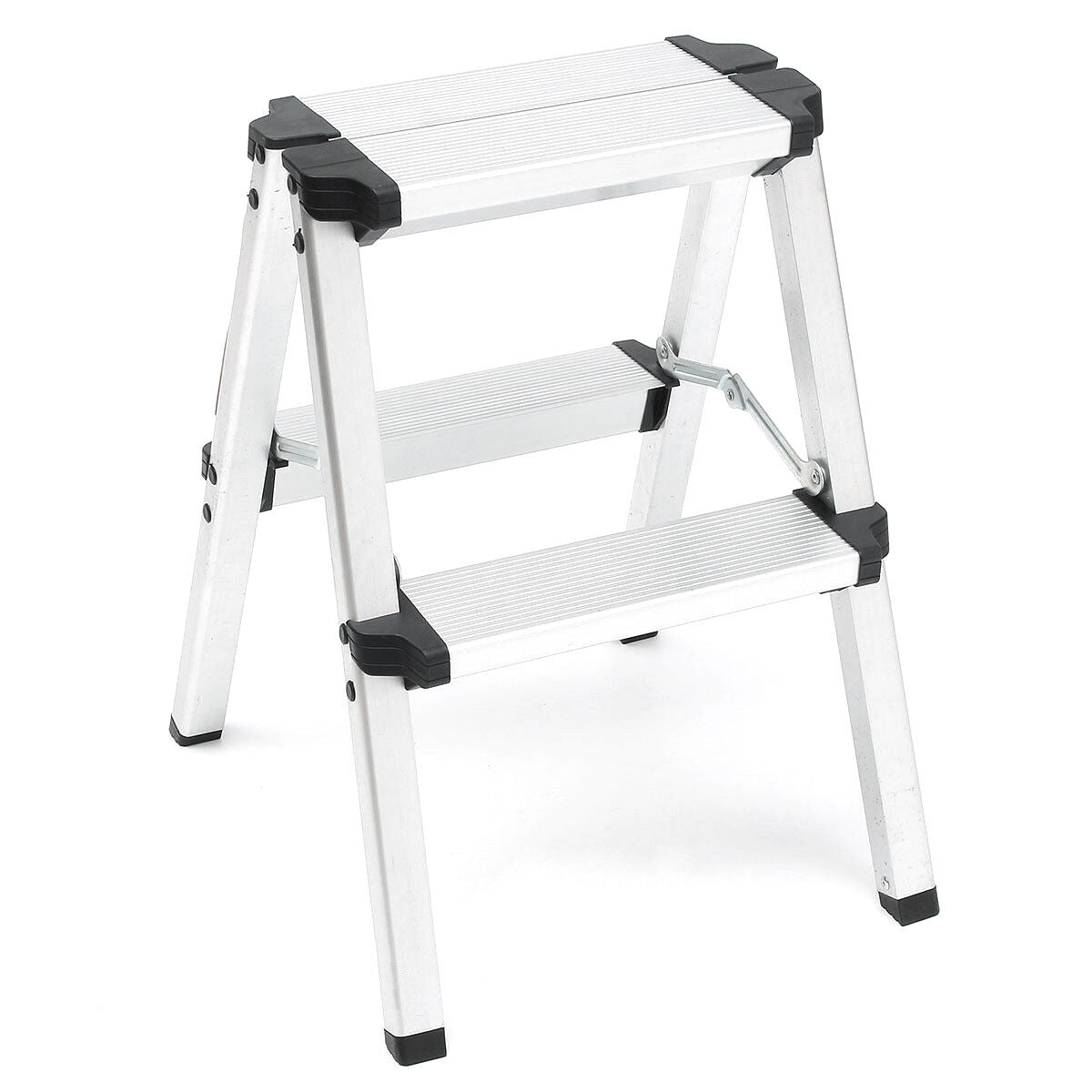 Portable 2-Step Folding Ladder - Lightweight Aluminum Frame, Anti-Slip Safety, 150kg Capacity - Ideal for Home and Work