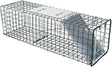 Humane steel animal trap cage in two sizes, ideal for safely catching possums, foxes, rats, cats, rabbits, and birds without harm