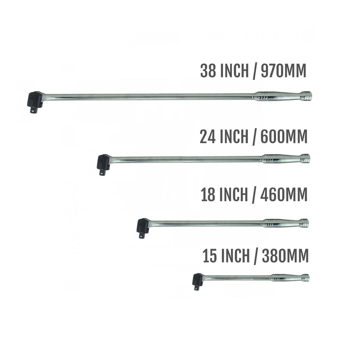 Durable Alloy Steel Breaker Bar Wrench in Sizes 15", 18", 24", 38" with Flex Tang and Ergonomic Handle