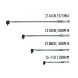 Durable Alloy Steel Breaker Bar Wrench in Sizes 15", 18", 24", 38" with Flex Tang and Ergonomic Handle