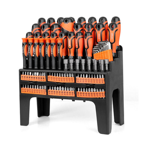 Extensive 122-Piece Magnetic Screwdriver Kit with Ratchet Handle, Nut Drivers, Hex Key Sets, and Socket Bits