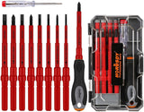 10-Piece Insulated Screwdriver Set for Electricians with Interchangeable Magnetic Tips and 1000V Safety Rating