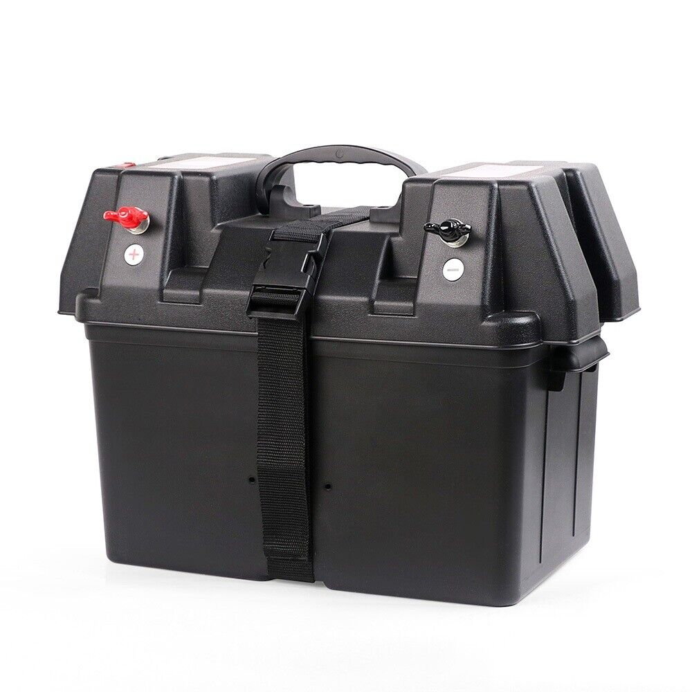 Sturdy 12V Deep Cycle Battery Box with USB Ports and Voltmeter for Outdoor Power Needs