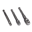 Durable 3Pc Drill Socket Adapter Set with chrome vanadium steel construction for impact drivers or drills.